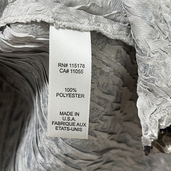 Komarov Crinkle Abstract Print Satin Blouse Size L Gray Fairy Grunge Artsy - Picture 7 of 8